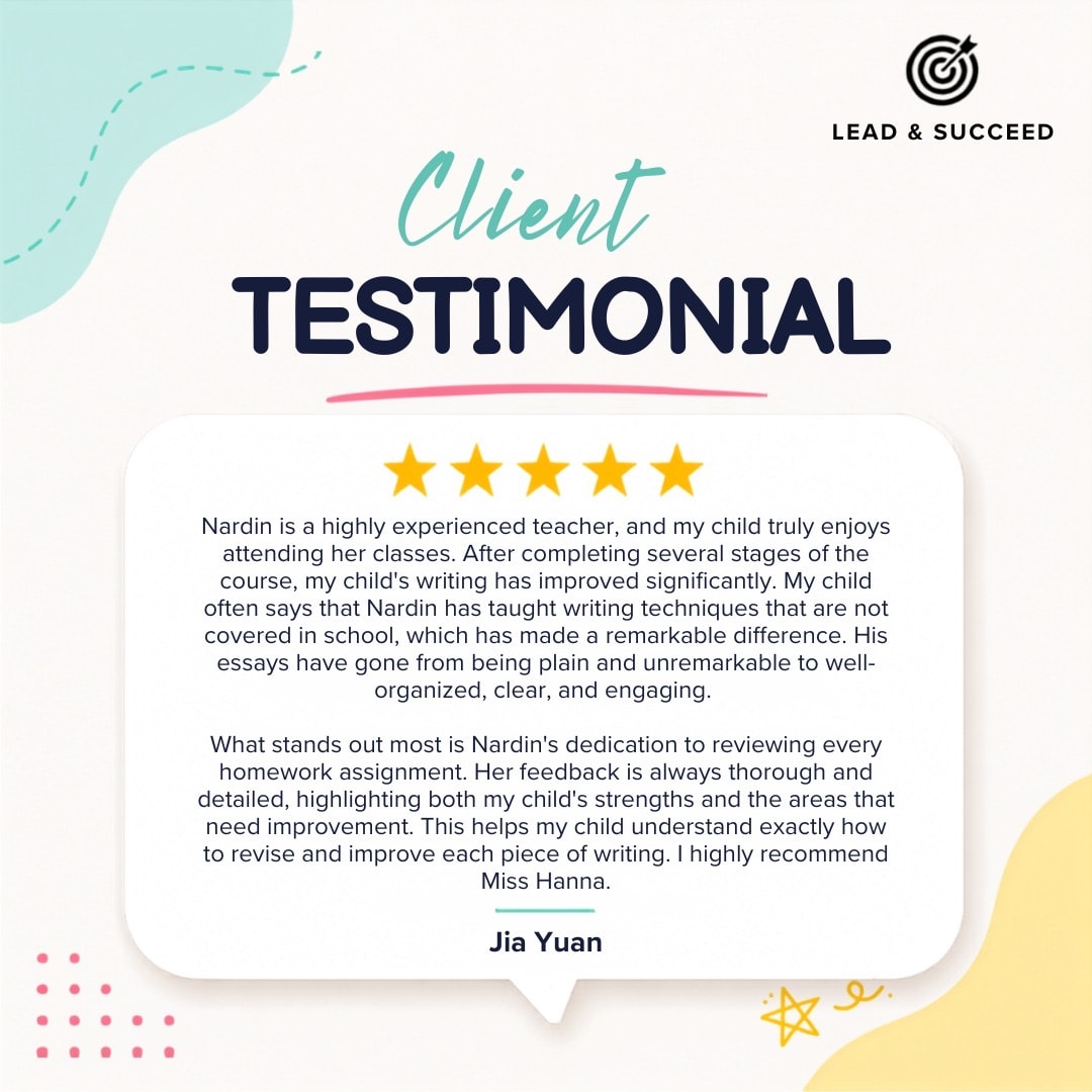 Parent testimonial from Jia Yuan