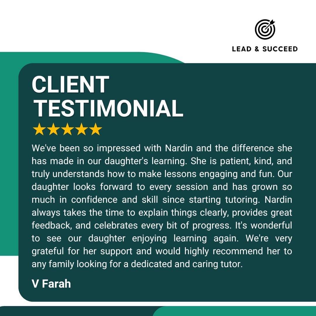 Parent testimonial from V Farah